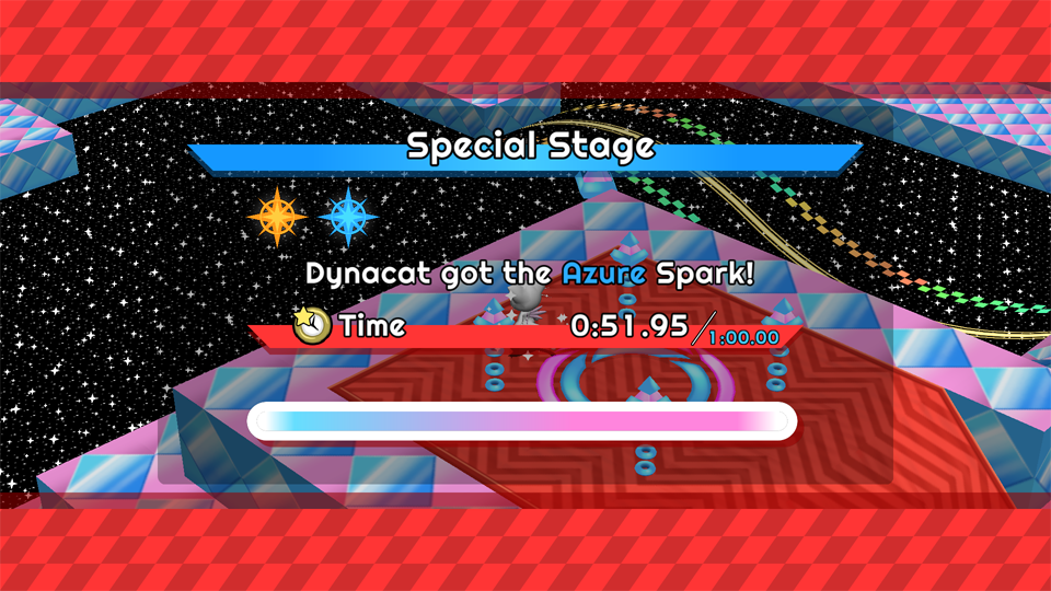 The screen that appears when you complete a special stage