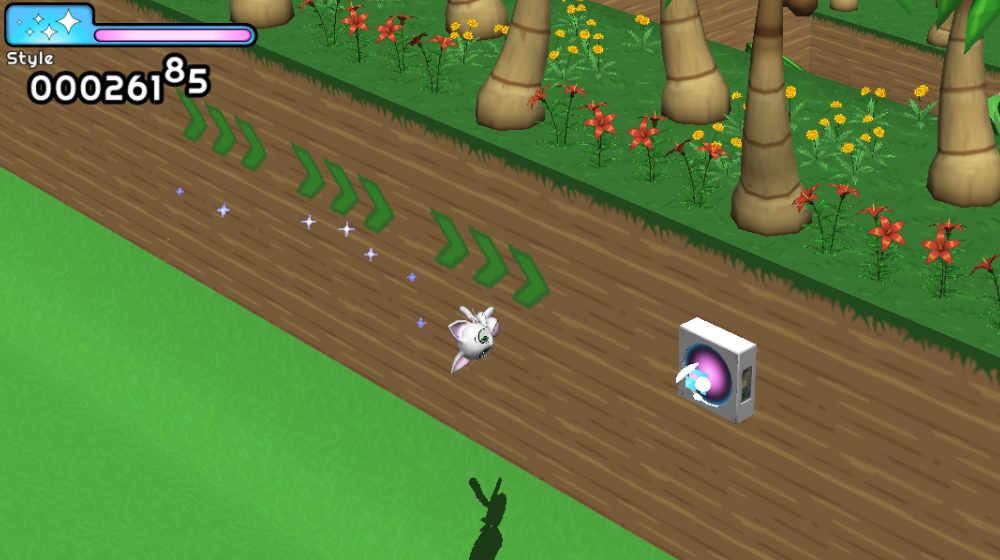 An image of Dynacat running along a wall in speed mode